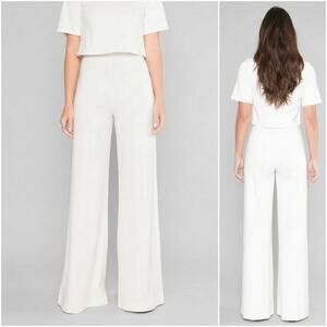 RIPLEY RADER Off-White Ponte Knit Long Wide Leg Pant size 3(M)